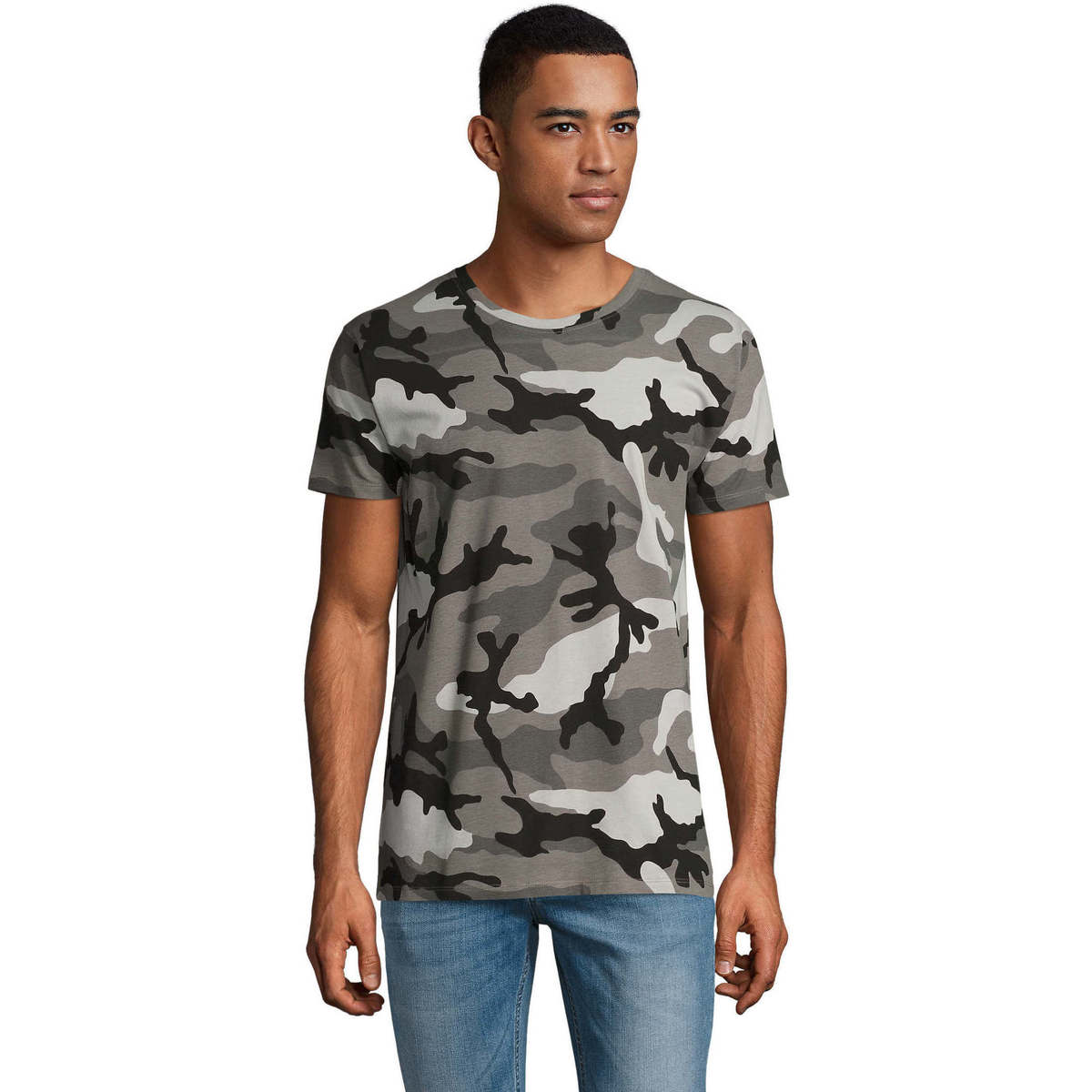 Υφασμάτινα Άνδρας T-shirt με κοντά μανίκια Sols CAMOUFLAGE DESIGN MEN Grey