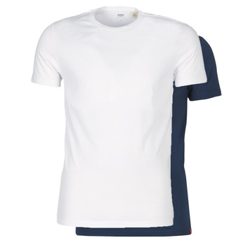 Υφασμάτινα Άνδρας T-shirt με κοντά μανίκια Levi's SLIM 2PK CREWNECK 1 Marine / Άσπρο