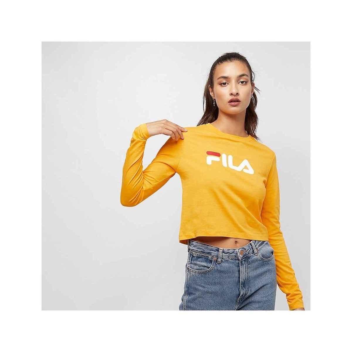 Υφασμάτινα Γυναίκα T-shirts & Μπλούζες Fila MARCELINE CROPPED LS SHIRT Yellow
