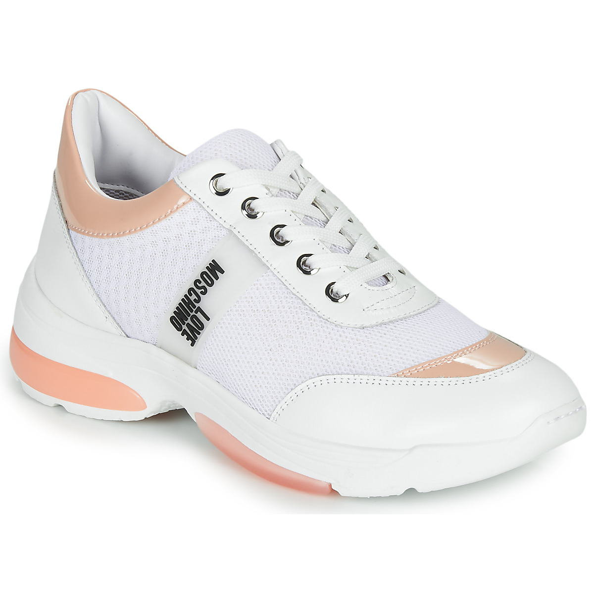 Παπούτσια Γυναίκα Χαμηλά Sneakers Love Moschino RUNNINLOVE Άσπρο / Ροζ