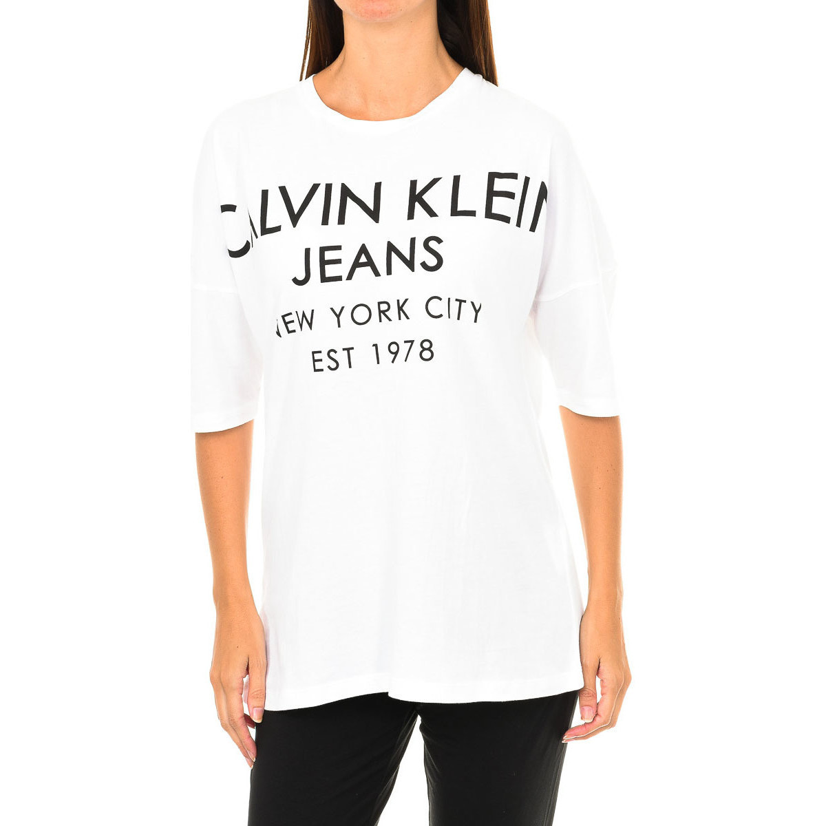 Υφασμάτινα Γυναίκα Μπλουζάκια με μακριά μανίκια Calvin Klein Jeans J20J204632-112 Άσπρο