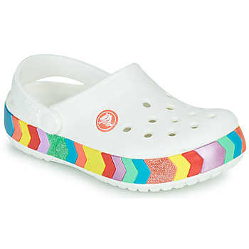 Παπούτσια Κορίτσι Σαμπό Crocs CROCBAND CHEVRON BEADED CLOG K Άσπρο / Multicolore
