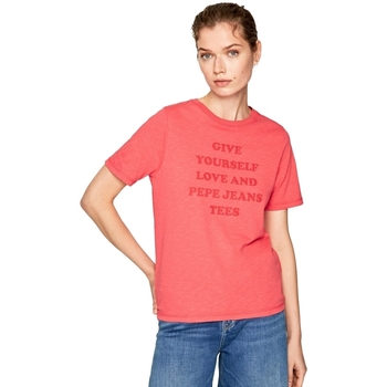 Υφασμάτινα Γυναίκα T-shirt με κοντά μανίκια Pepe jeans PL504463 Red