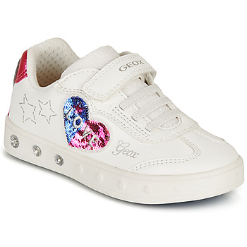 Παπούτσια Κορίτσι Χαμηλά Sneakers Geox SKYLIN GIRL Άσπρο / Black / Ροζ