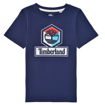 Υφασμάτινα Αγόρι T-shirt με κοντά μανίκια Timberland GRISS Marine
