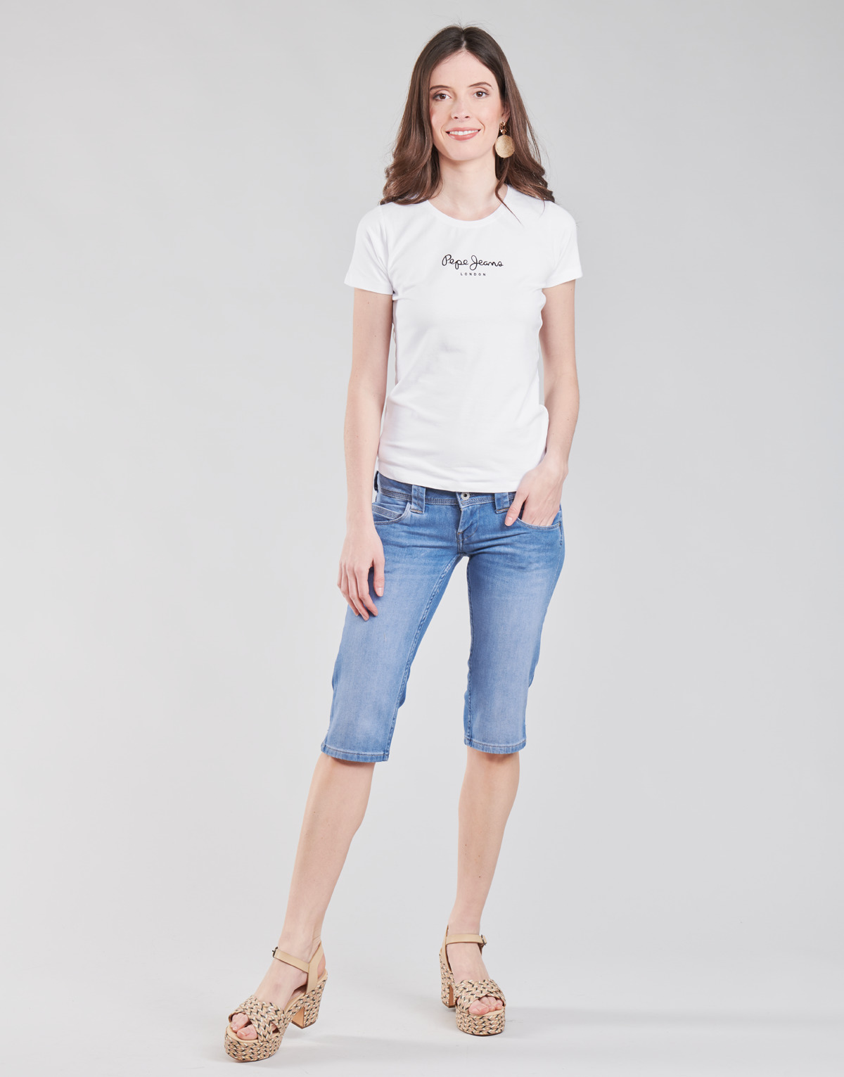 Υφασμάτινα Γυναίκα Κοντά παντελόνια Pepe jeans VENUS CROP Μπλέ