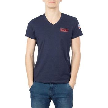 Υφασμάτινα Άνδρας T-shirts & Μπλούζες Nasa BASIC FLAG V NECK Μπλέ