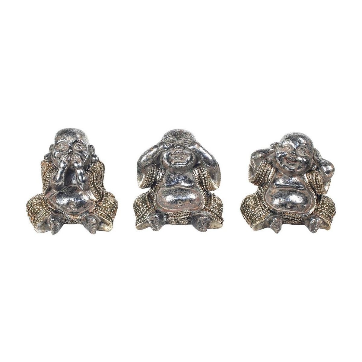 Σπίτι Αγαλματίδια και  Signes Grimalt Βούδας 3 Διαφορετικά Set 3U Silver