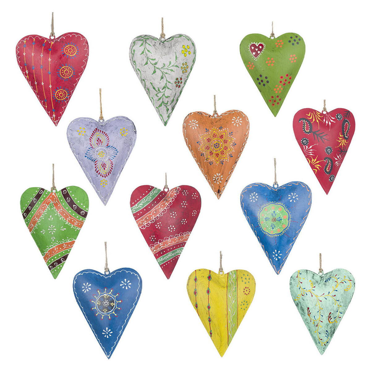 Σπίτι Εορταστικά διακοσμητικά Signes Grimalt Καρδιές Set 12 Μονάδες Multicolour