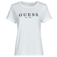 Υφασμάτινα Γυναίκα T-shirt με κοντά μανίκια Guess ES SS GUESS 1981 ROLL CUFF TEE Άσπρο