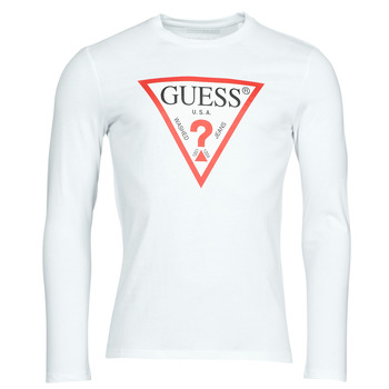 Υφασμάτινα Άνδρας Μπλουζάκια με μακριά μανίκια Guess CN LS ORIGINAL LOGO TEE Άσπρο
