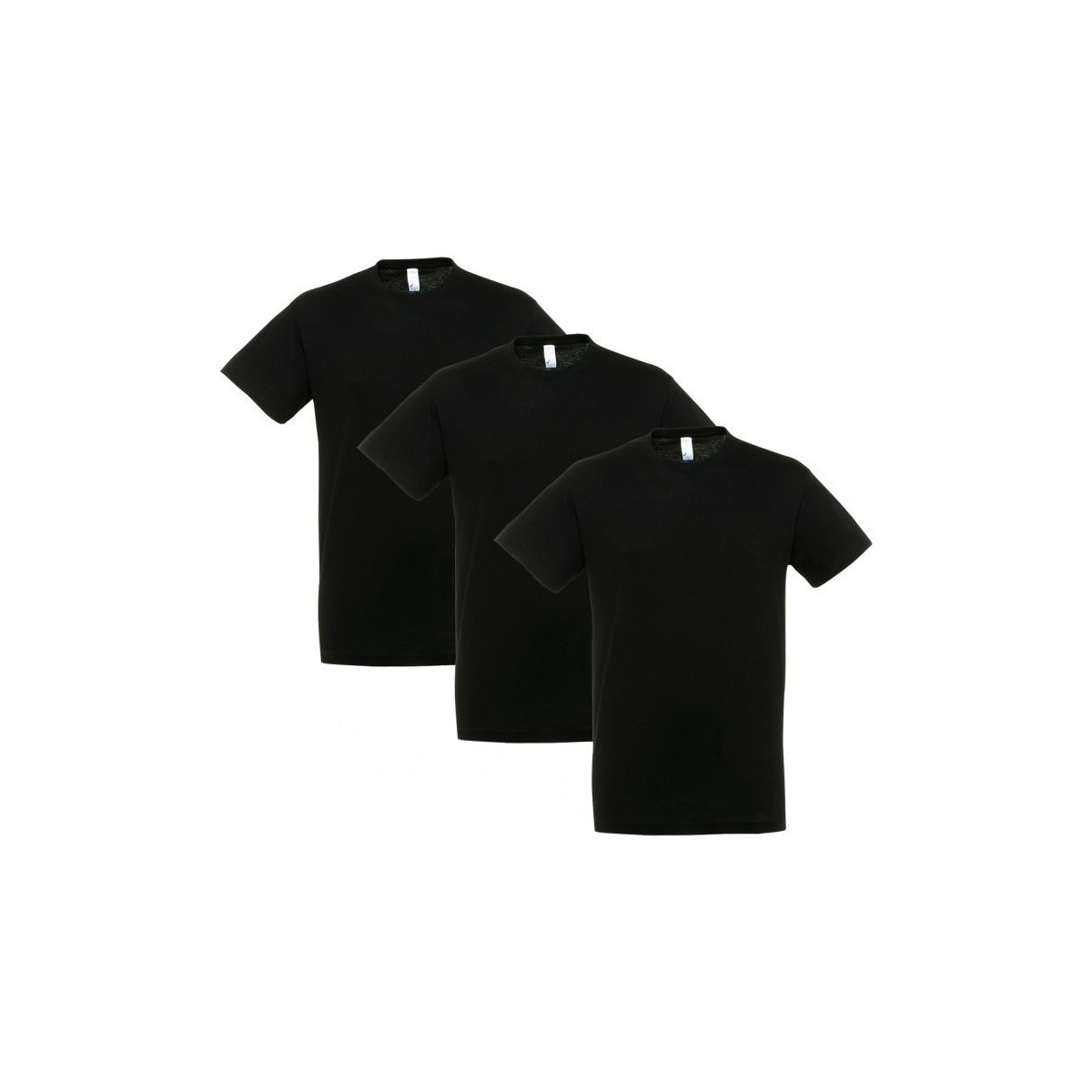 Υφασμάτινα T-shirt με κοντά μανίκια Sols PACK 3 CAMISETAS NEGRAS COTTON Black