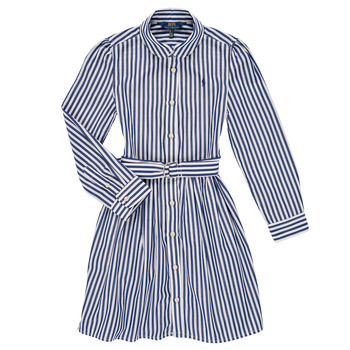 Υφασμάτινα Κορίτσι Κοντά Φορέματα Polo Ralph Lauren LIVIA Marine / Άσπρο
