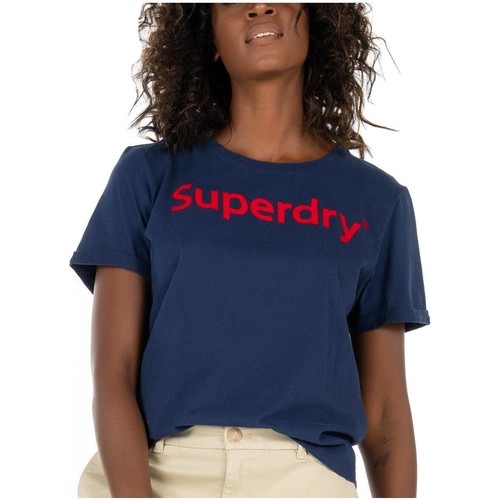 Υφασμάτινα Γυναίκα T-shirt με κοντά μανίκια Superdry  Μπλέ