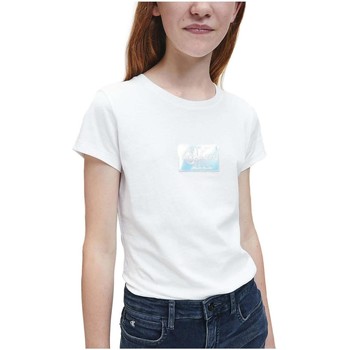 Υφασμάτινα Κορίτσι T-shirt με κοντά μανίκια Calvin Klein Jeans  Άσπρο
