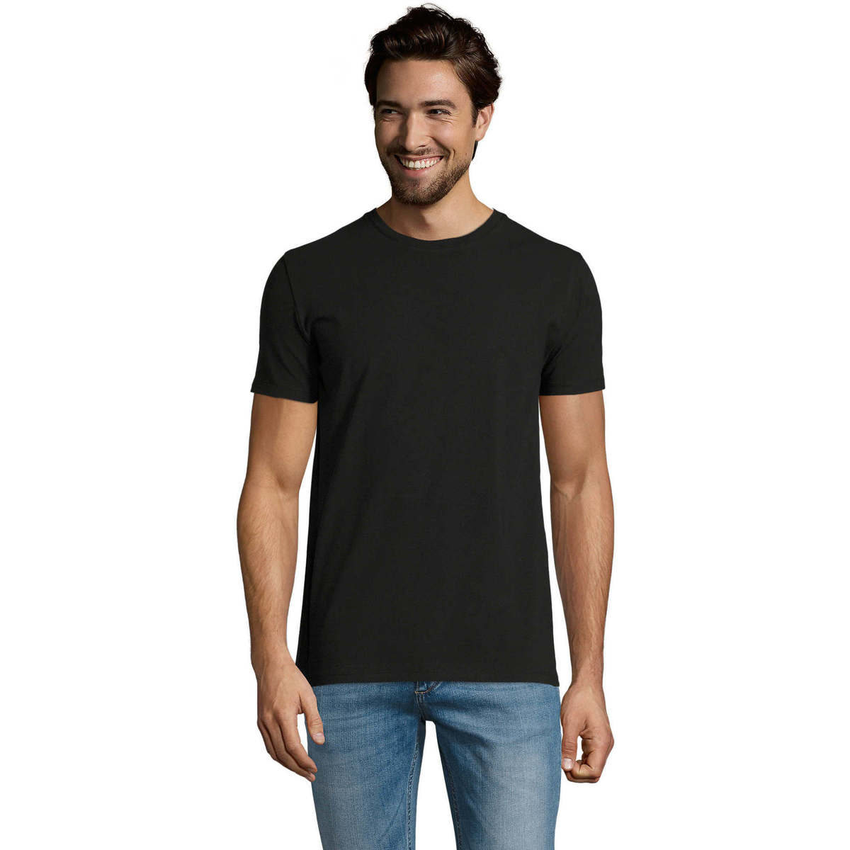 Υφασμάτινα Άνδρας T-shirt με κοντά μανίκια Sols Camiserta de hombre de cuello redondo Black