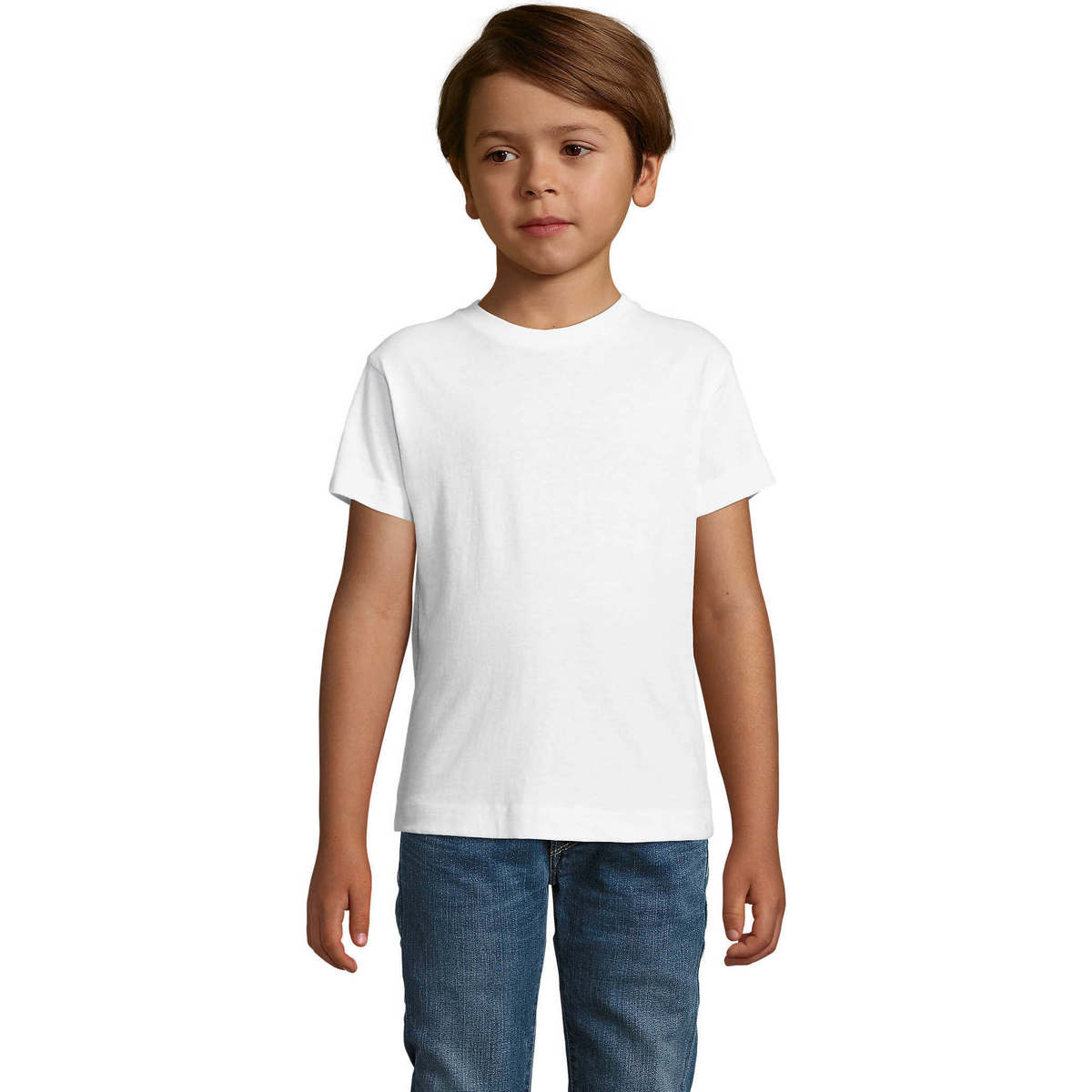 Υφασμάτινα Παιδί T-shirt με κοντά μανίκια Sols REGENT FIT CAMISETA MANGA CORTA Άσπρο