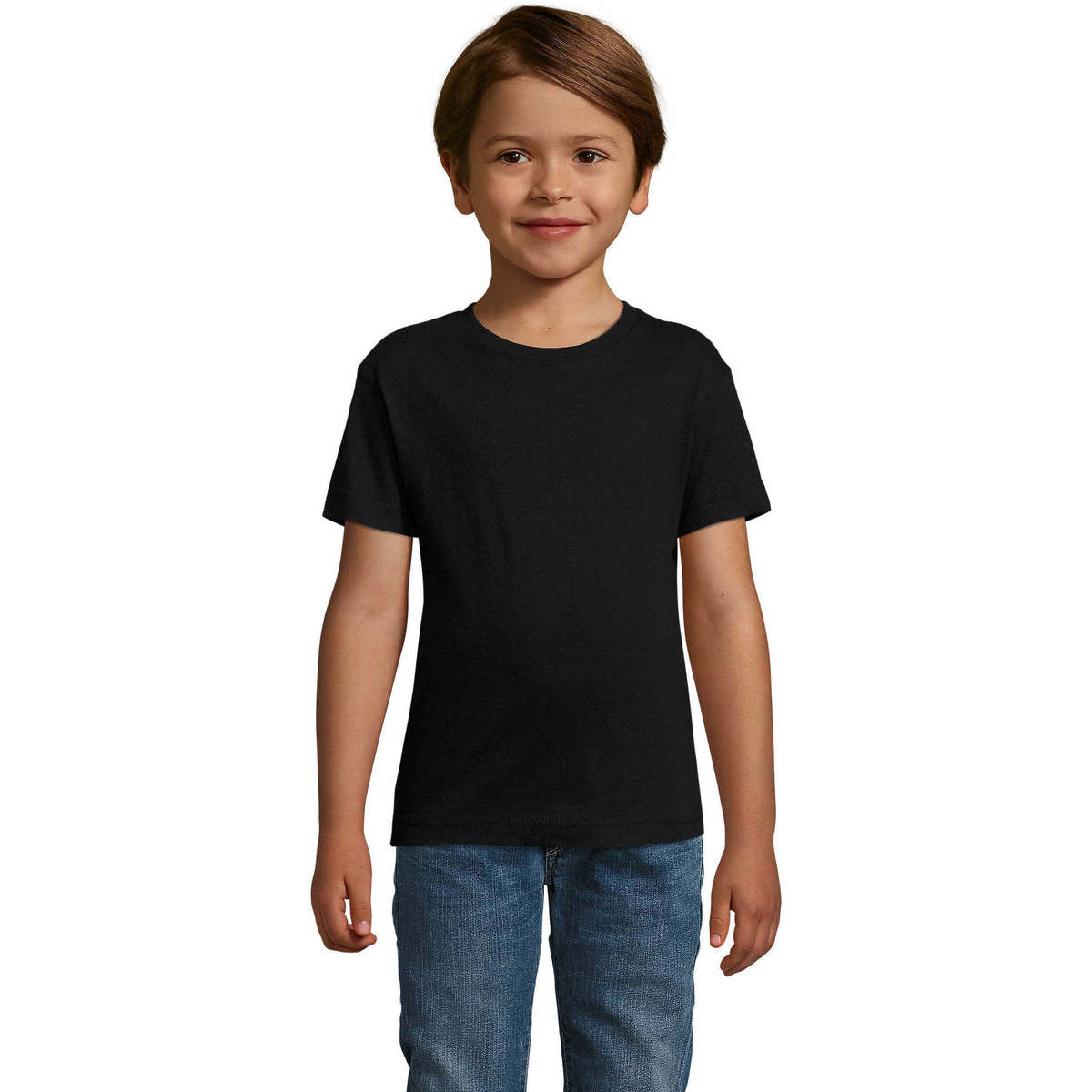 Υφασμάτινα Παιδί T-shirt με κοντά μανίκια Sols REGENT FIT CAMISETA MANGA CORTA Black