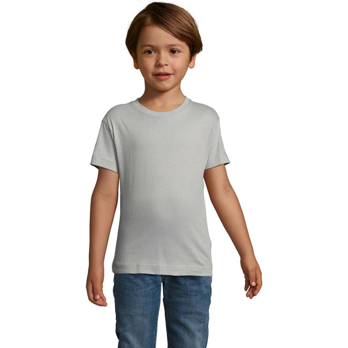 Υφασμάτινα Παιδί T-shirt με κοντά μανίκια Sols REGENT FIT CAMISETA MANGA CORTA Grey