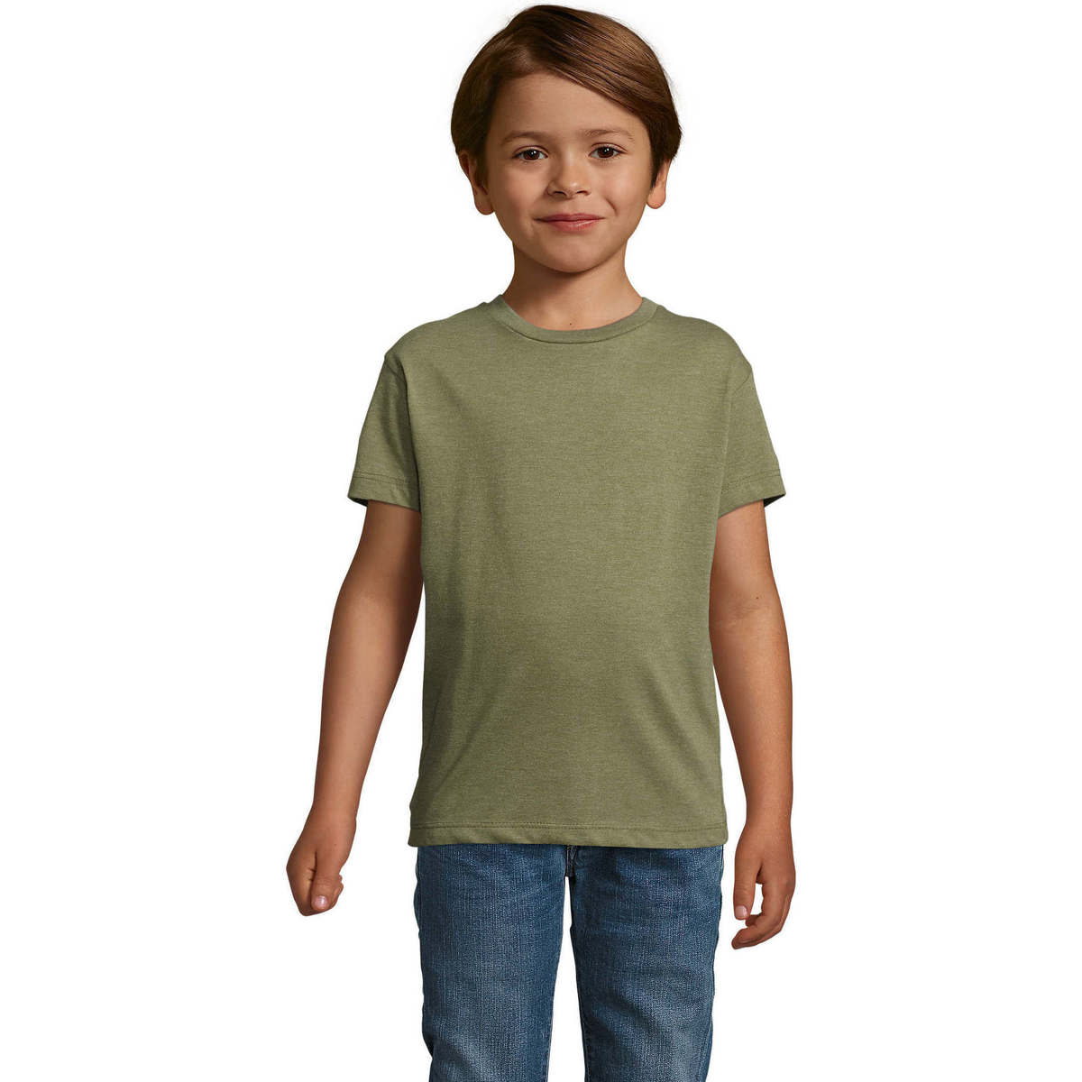 Υφασμάτινα Παιδί T-shirt με κοντά μανίκια Sols REGENT FIT CAMISETA MANGA CORTA Kaki