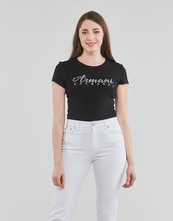 Υφασμάτινα Γυναίκα T-shirt με κοντά μανίκια Armani Exchange 8NYT91 Black