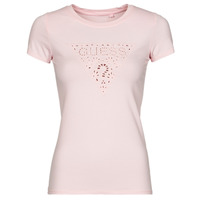 Υφασμάτινα Γυναίκα T-shirt με κοντά μανίκια Guess SS EYELET FLORAL LOGO R3 Ροζ