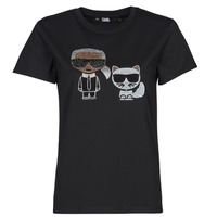 Υφασμάτινα Γυναίκα T-shirt με κοντά μανίκια Karl Lagerfeld IKONIK RHINESTONE T-SHIRT Black