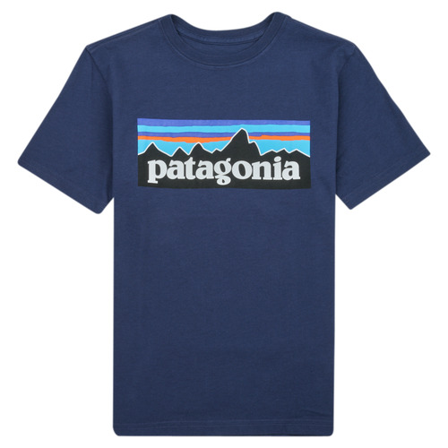 Υφασμάτινα Παιδί T-shirt με κοντά μανίκια Patagonia BOYS LOGO T-SHIRT Marine