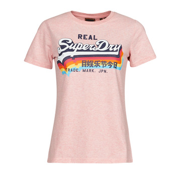 Υφασμάτινα Γυναίκα T-shirt με κοντά μανίκια Superdry VL TEE  shell / Pink / Marl