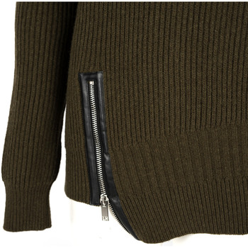 Les Hommes LJK106-656U | Round Neck Sweater with Asymetric Zip Green