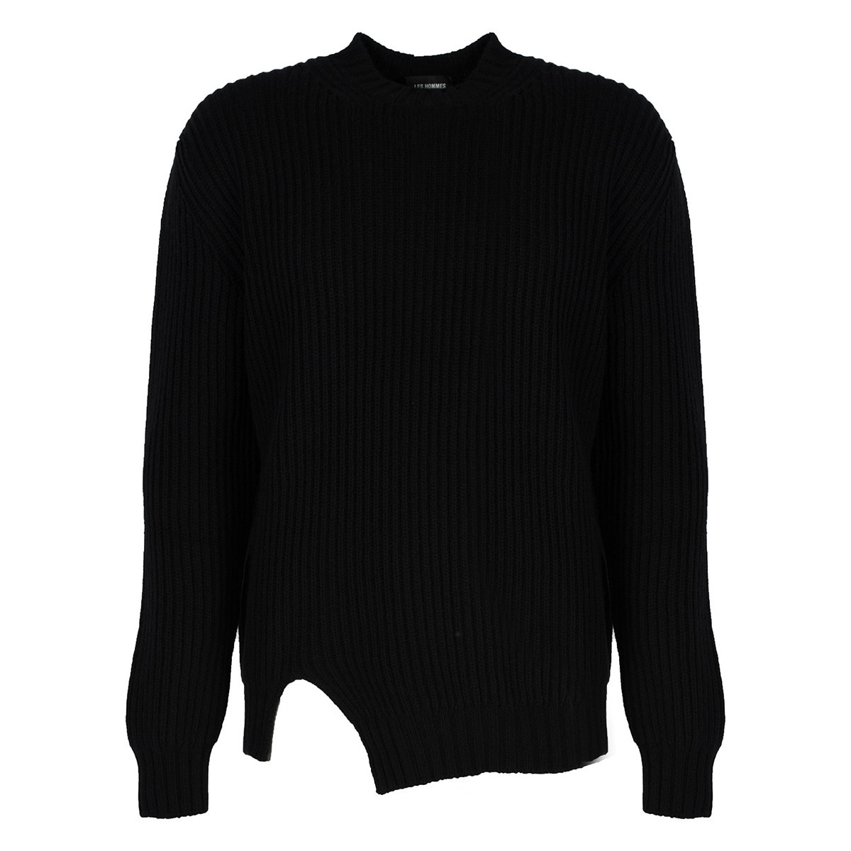 Υφασμάτινα Άνδρας Πουλόβερ Les Hommes LHK108 647U | Round Neck Asymetric Sweater Black