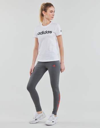 Adidas Sportswear LIN Leggings Dark / Γκρι / Heather / Vivid / Κοκκινο
