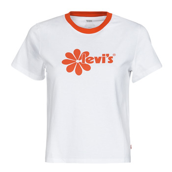 Υφασμάτινα Γυναίκα T-shirt με κοντά μανίκια Levi's GRAPHIC JORDIE TEE Poster / Logo / Daisy / Chest / Hit / Ασπρό / Enamel / Orange / 