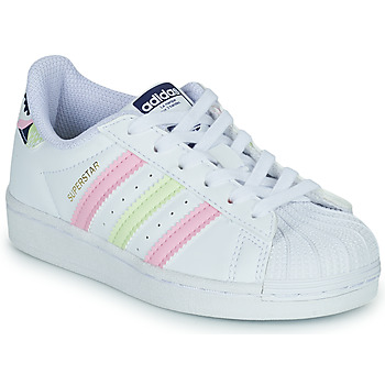 Παπούτσια Κορίτσι Χαμηλά Sneakers adidas Originals SUPERSTAR C Άσπρο / Ροζ / Motif