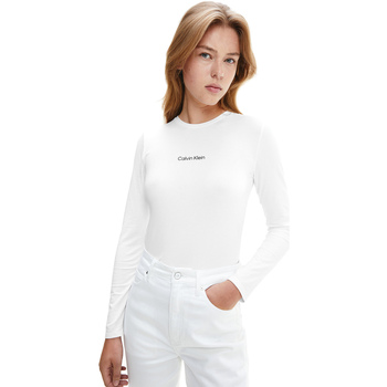 Υφασμάτινα Γυναίκα Μπλουζάκια με μακριά μανίκια Calvin Klein Jeans K20K203455 Άσπρο