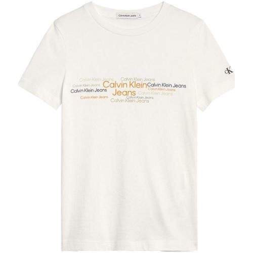 Υφασμάτινα Αγόρι T-shirt με κοντά μανίκια Calvin Klein Jeans  Άσπρο