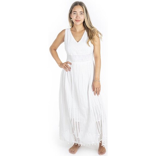 Υφασμάτινα Γυναίκα Μακριά Φορέματα Isla Bonita By Sigris Φόρεμα Άσπρο