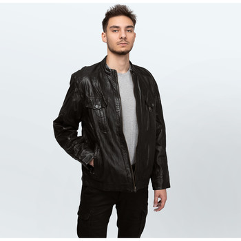 Υφασμάτινα Άνδρας Σακάκι / Blazers Cameleon Men's Leather Jacket K2922 Black