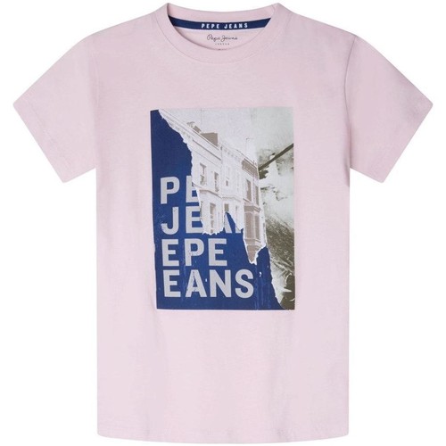 Υφασμάτινα Αγόρι T-shirt με κοντά μανίκια Pepe jeans  Ροζ