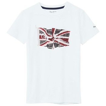 Υφασμάτινα Αγόρι T-shirt με κοντά μανίκια Pepe jeans FLAG LOGO SS Άσπρο