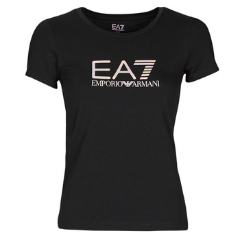 Υφασμάτινα Γυναίκα T-shirt με κοντά μανίκια Emporio Armani EA7 8NTT66 Black / Logo / Irisé / Arc / En / Σιελ