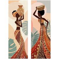 Σπίτι Πίνακες Signes Grimalt Αφρικανική Γυναίκα Ζωγραφική 2 Μονάδες Black