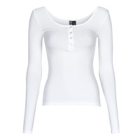 Υφασμάτινα Γυναίκα Μπλουζάκια με μακριά μανίκια Pieces PCKITTE LS TOP Άσπρο