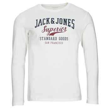 Υφασμάτινα Άνδρας Μπλουζάκια με μακριά μανίκια Jack & Jones JJELOGO TEE LS O-NECK 2 COL Άσπρο