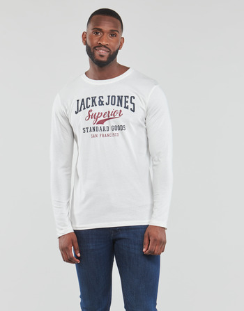Υφασμάτινα Άνδρας Μπλουζάκια με μακριά μανίκια Jack & Jones JJELOGO TEE LS O-NECK 2 COL Άσπρο