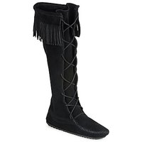 Παπούτσια Γυναίκα Μπότες για την πόλη Minnetonka FRONT LACE HARDSOLE KNEE HI BOOT Black