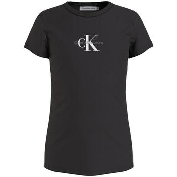Υφασμάτινα Κορίτσι T-shirt με κοντά μανίκια Calvin Klein Jeans  Black