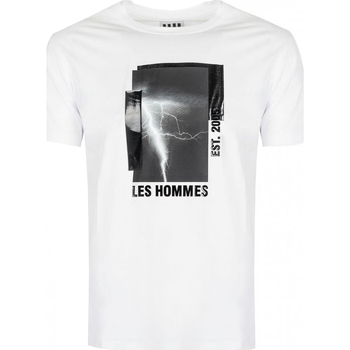 Υφασμάτινα Άνδρας T-shirt με κοντά μανίκια Les Hommes LLT215-717P | Round Neck T-Shirt Άσπρο