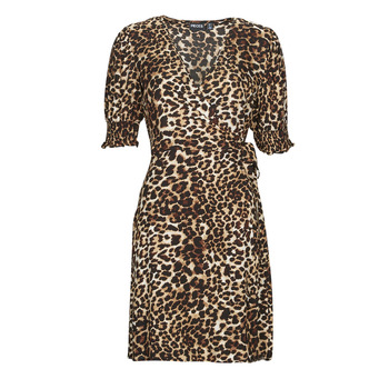 Υφασμάτινα Γυναίκα Μακριά Φορέματα Pieces PCTALA 2/4 WRAP  DRESS Leopard