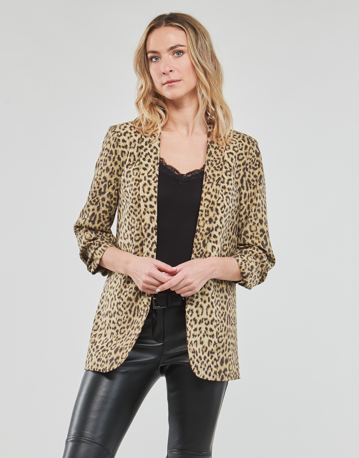 Υφασμάτινα Γυναίκα Σακάκι / Blazers Pieces PCBOSS 3/4 PRINTED BLAZER Leopard